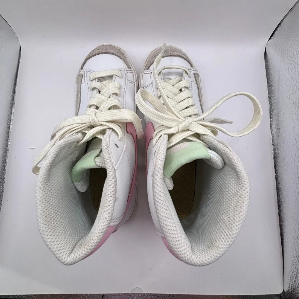 Nike Blazer Mid 77 GS White Pink Foam Suede Sneakers DA4086-106 Kids 4Y
